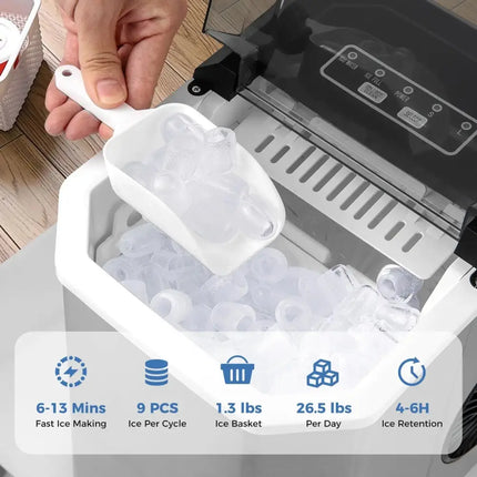 Ice Maker Countertop with Self-Cleaning for Home Kitchen Office Party-Silver Costway
