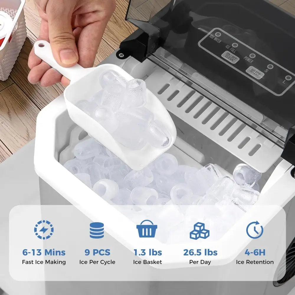 Ice Maker Countertop with Self-Cleaning for Home Kitchen Office Party-Silver Costway