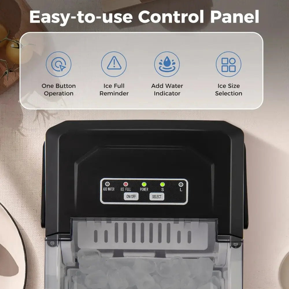 Ice Maker Countertop with Self-Cleaning for Home Kitchen Office Party-Black Costway