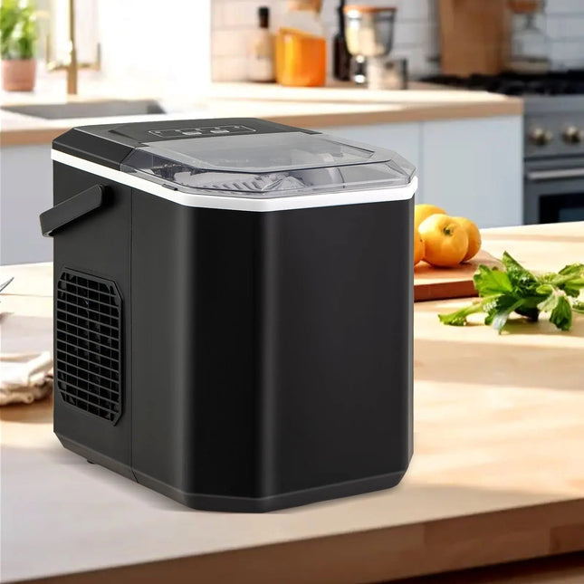 Ice Maker Countertop with Self-Cleaning for Home Kitchen Office Party-Black Costway