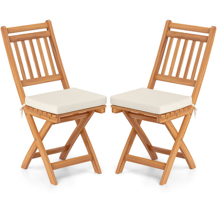 Patio Folding Chairs Set of 2 with Soft Seat Cushion-B
