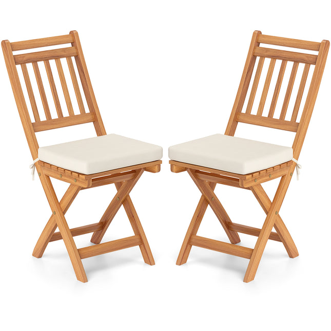 Patio Folding Chairs Set of 2 with Soft Seat Cushion-B
