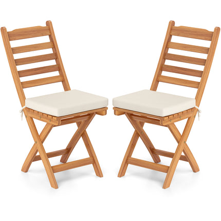Patio Folding Chairs Set of 2 with Soft Seat Cushion-A