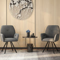 Set of 2 Swivel Accent Arm Chairs with Metal Legs and Wide Back-Gray