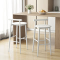 Wooden Bar Chair Set of 2 with Backrest and Footrest for Home Restaurant Cafe-White