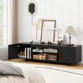 TV Stand with Power Outlet and 2 Cable Holes for 65 Inch TVs-Black