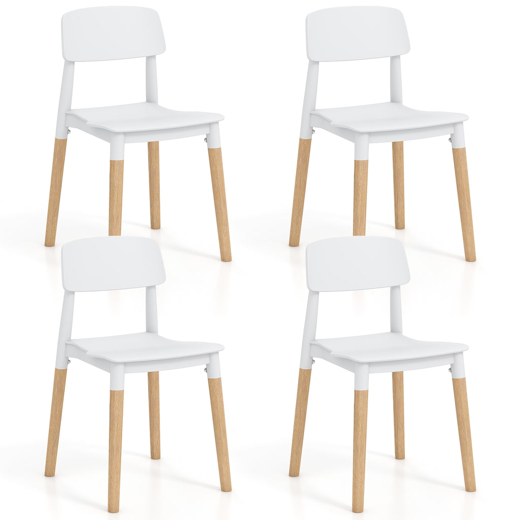 Modern Dining Side Chairs Set of 4 with Ergonomic Backrest for Dining Room-White