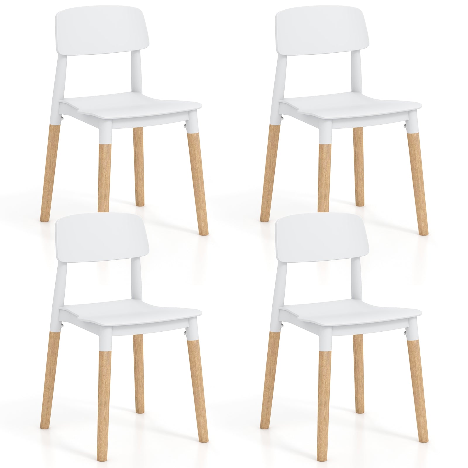 Modern Dining Side Chairs Set of 4 with Ergonomic Backrest for Dining Room-White