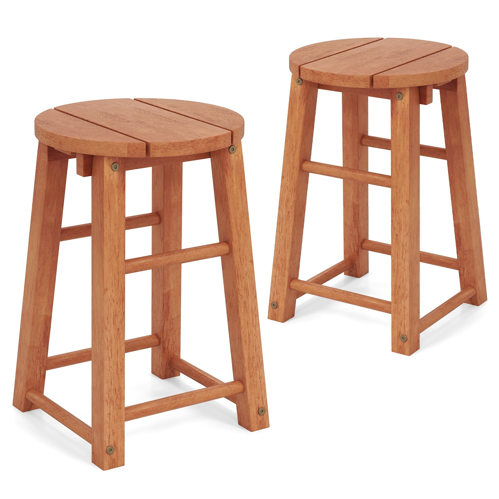 Tabourets de bar d'extérieur en bois de 45,7 cm, lot de 2, avec assise ronde et repose-pieds