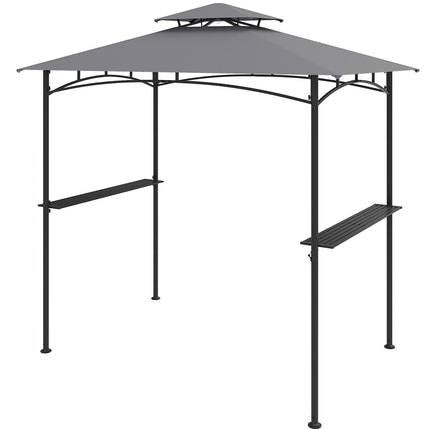 8 x 5 Feet Grill Gazebo with 2 Shelves 6 Hooks and Metal Frame-Gray