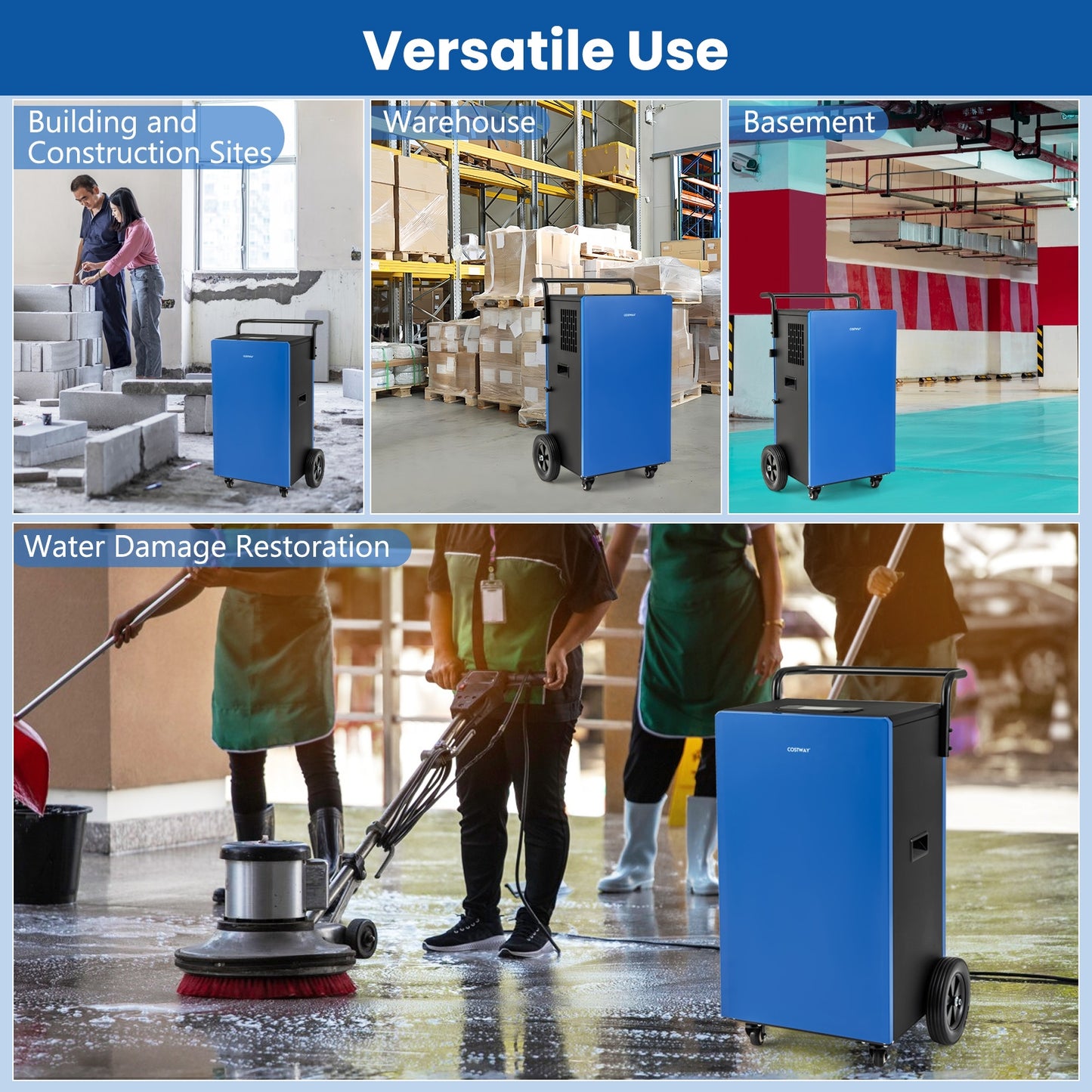 215 Pints 8000 Sq.Ft Commercial Dehumidifier For Home and Basement with 24H Timer-Blue