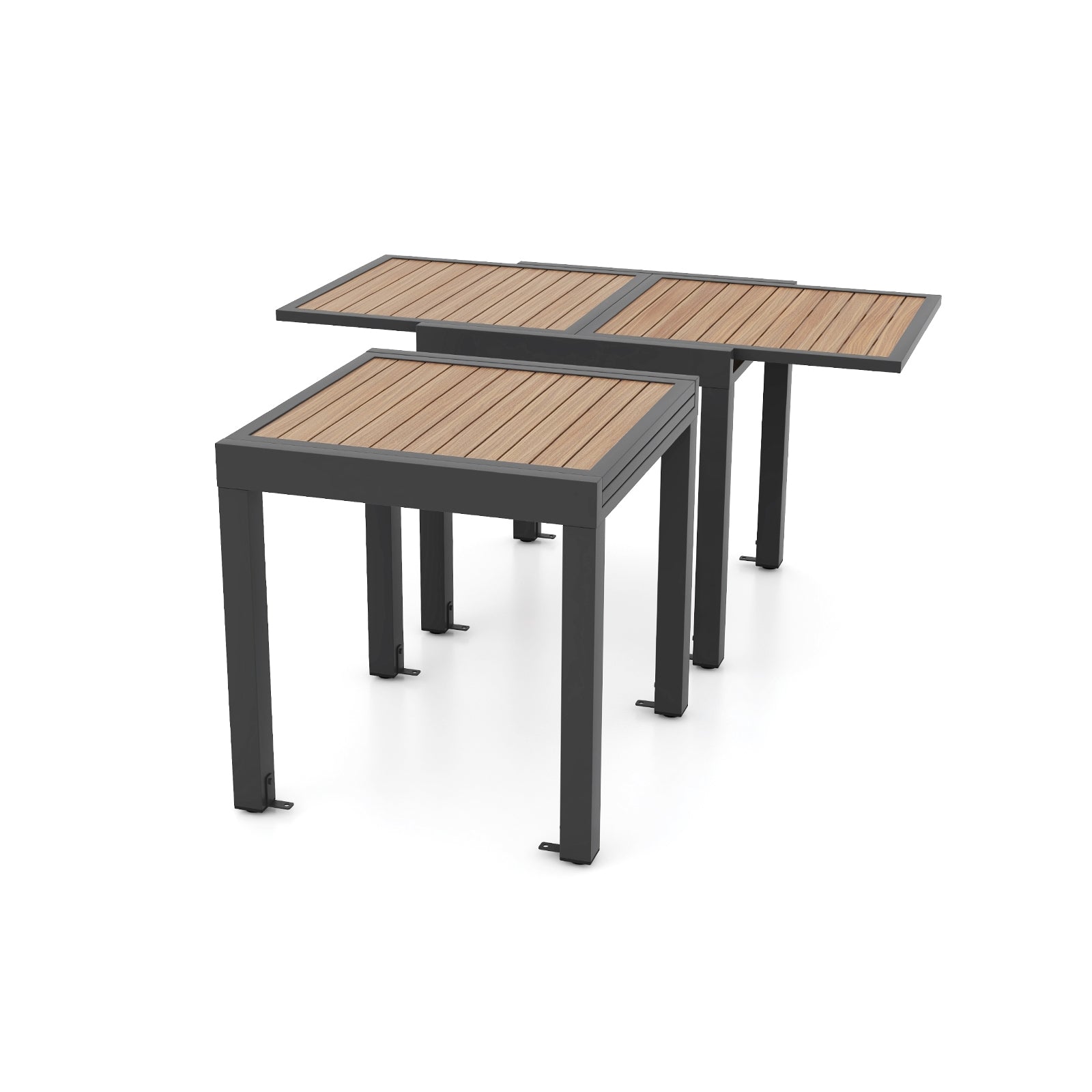Table de patio extensible de 80 à 160 cm pour 4 à 6 personnes - Naturelle