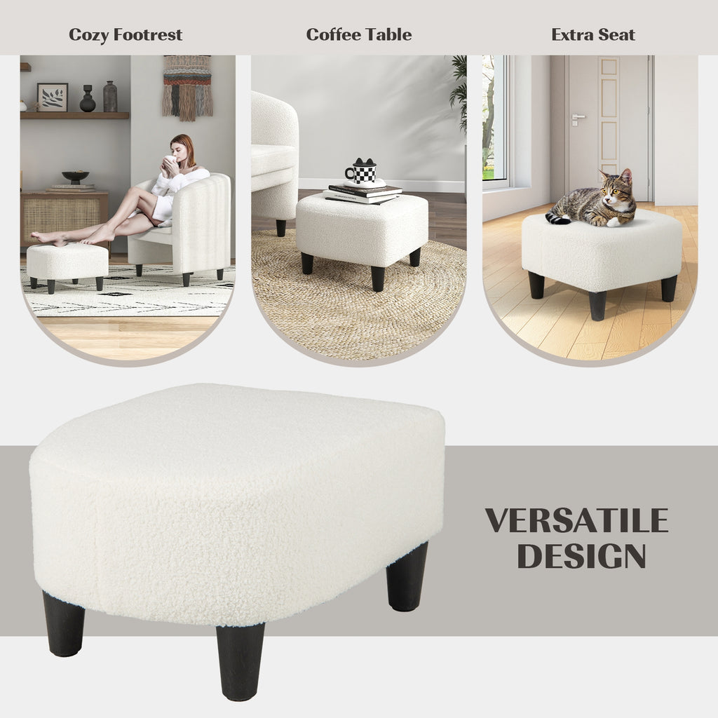 Modern Upholstered Barrel Teddy Velvet Chair with Ottoman-Beige