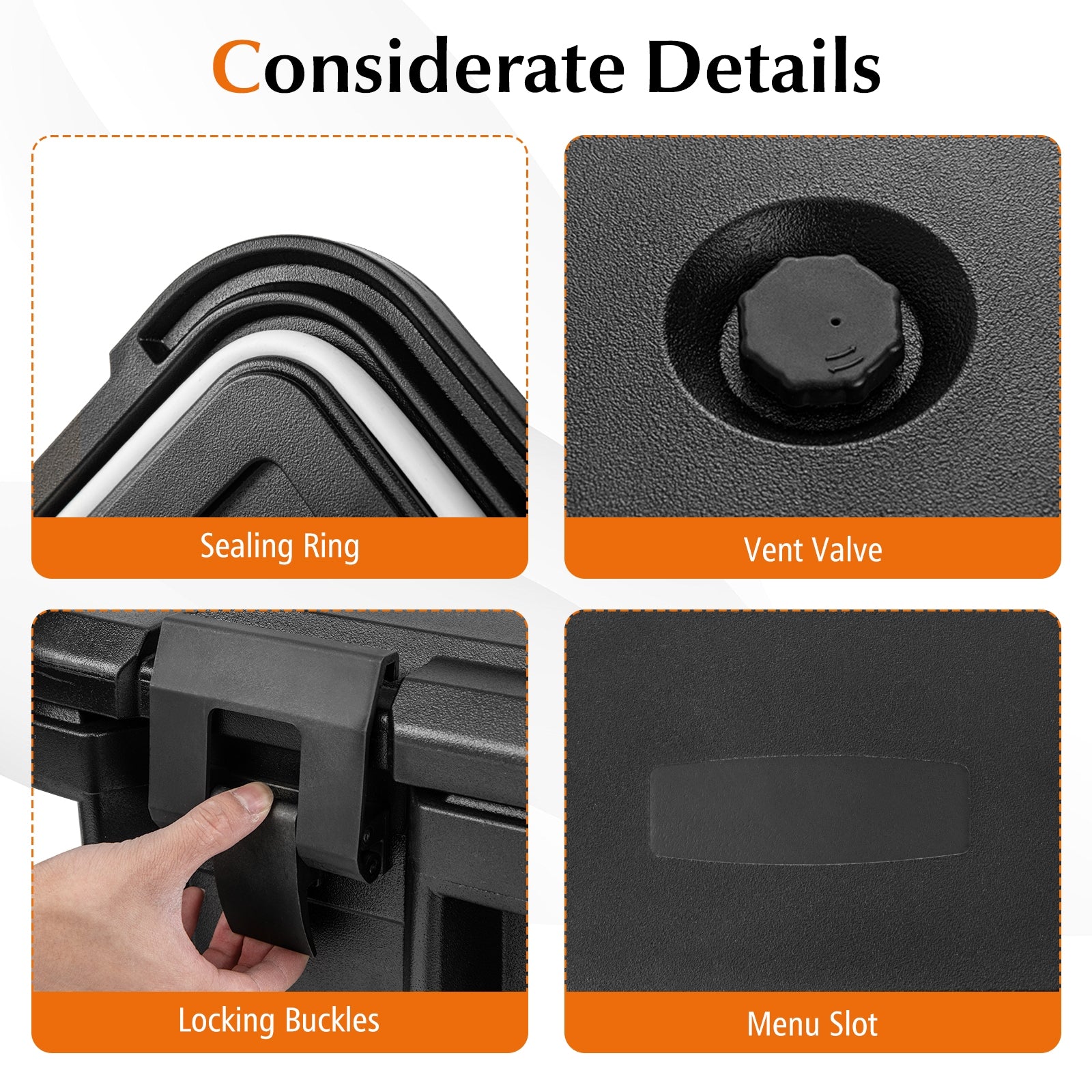 31 QT Insulated Food Pan Container with 3 Transparent One-Third Pans with Lids-Black