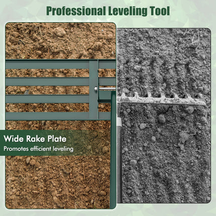 Lawn Leveling Rake 46 x 10 Inch Heavy Duty Lawn Level Tool for Soil-Green