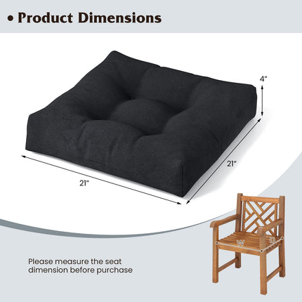 21 Inch x 21 Inch Patio Chair Seat Cushion Pads for Indoor and Outdoor-Black