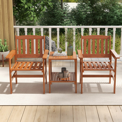 3 Piece Patio Bistro Table and Chairs Set with Umbrella Hole