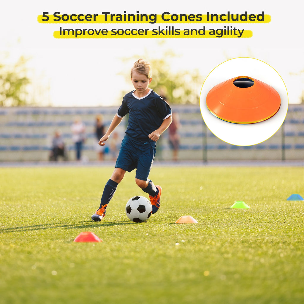 8 x 6 Ft Soccer Goal with Ground Stakes and Soccer Cones