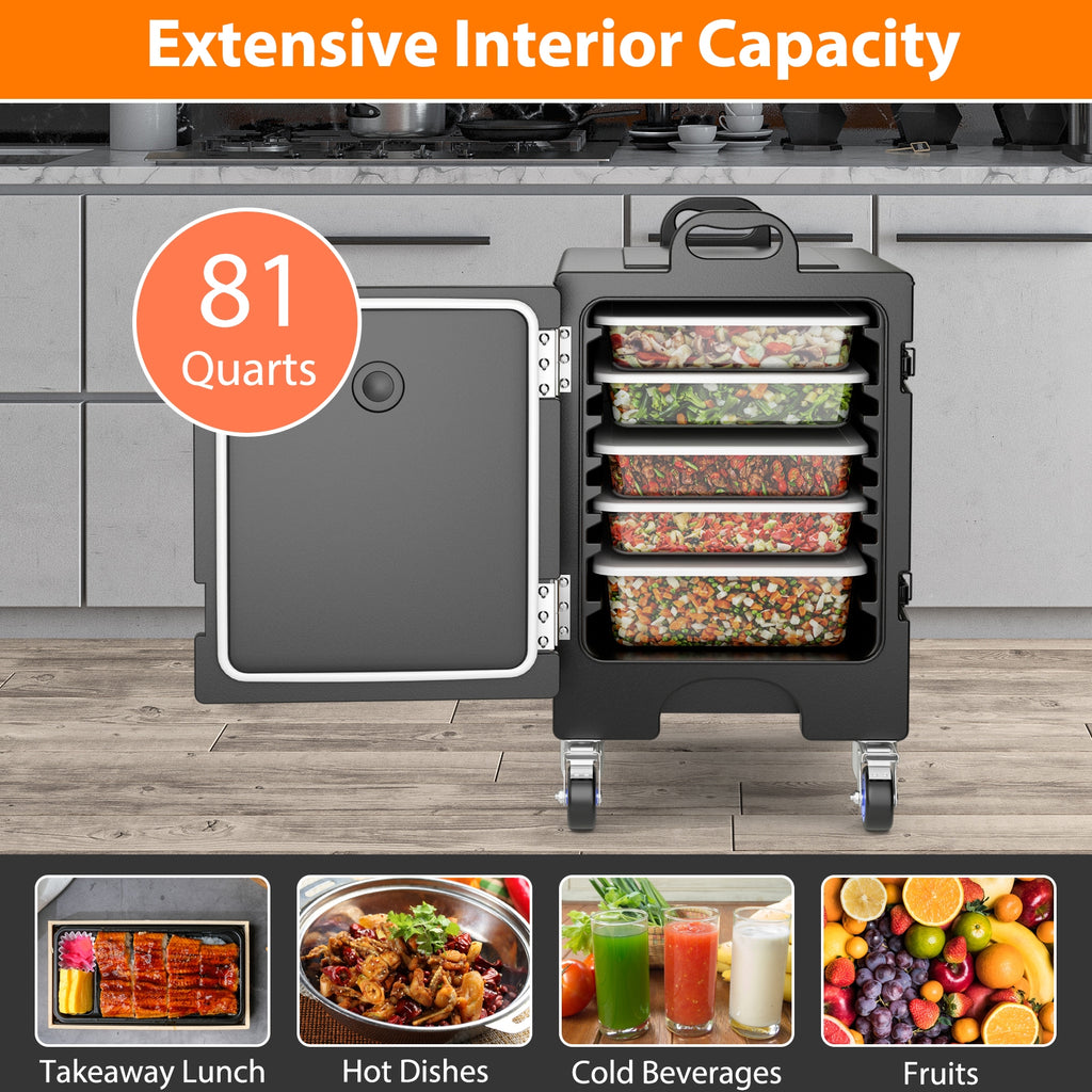 3 Pieces Stackable Insulated Food Pan Carrier 81 Quart LLDPE Food Box Carrier