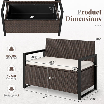 Patio Storage Bench-Mix Brown and Off White