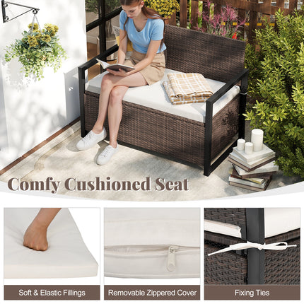 Patio Storage Bench-Mix Brown and Off White