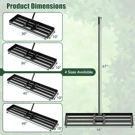Lawn Leveling Rake 46 x 10 Inch Heavy Duty Lawn Level Tool for Soil-Black