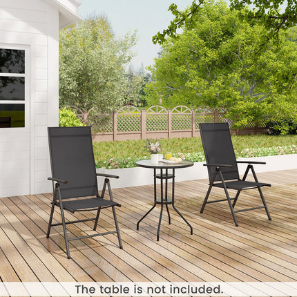 1 Piece Patio Folding Dining Chairs with 7-Level Adjustable High Backrest-Black