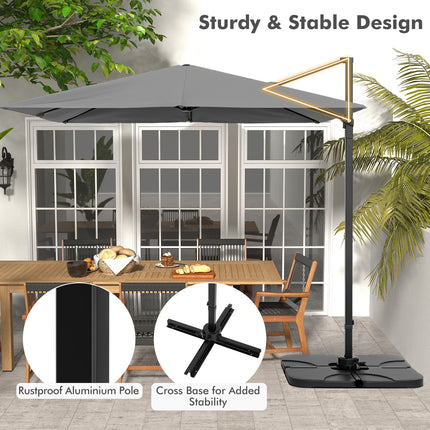 9.5 Feet Square Patio Cantilever Umbrella with 360° Rotation-Gray