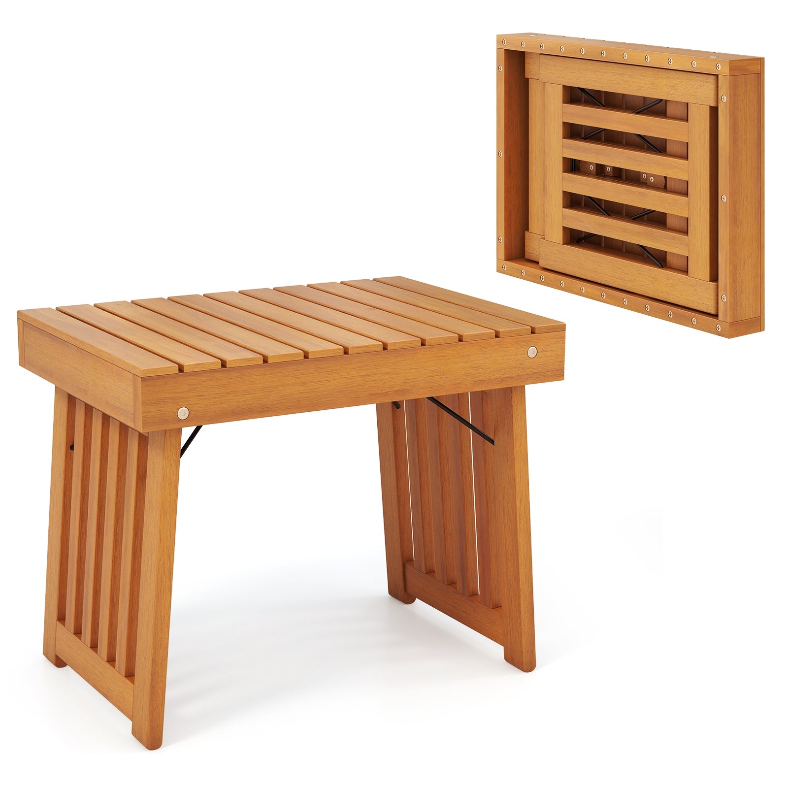 Table d'appoint pliable de patio avec plateau à lattes pour jardin