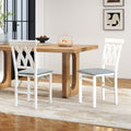 Folding Wooden Dining Chair Set of 2 Faux Leather Upholstered Kitchen Armless Chairs-White