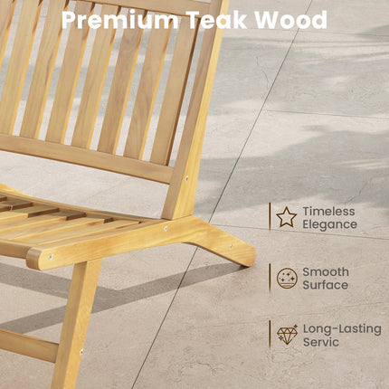 Teak Wood Outdoor Reclining Chair with Comfortable Backrest