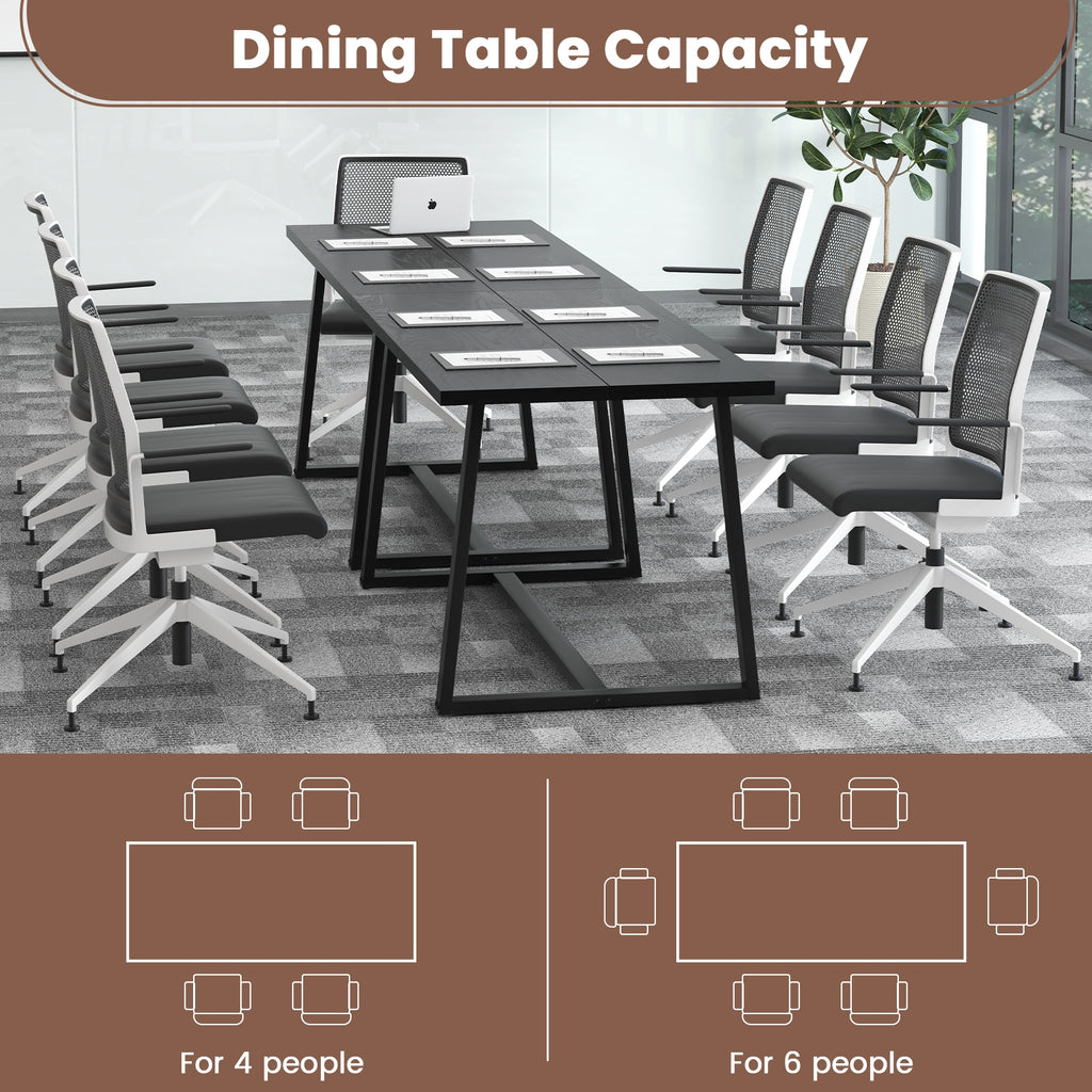Large Dining Table with Heavy-duty Metal Frame and Anti-slip Foot Pads-Black