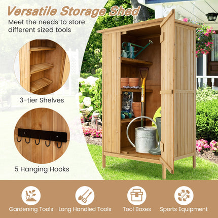 5  3 Feet Outdoor Storage Cabinet with Asphalt Roof and 3 Shelves-Natural