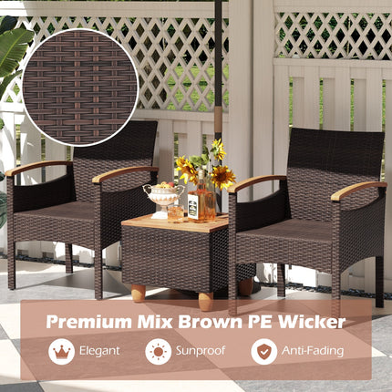 Patio Dining Chairs Set of 2/4 with Acacia Wood Armrest and Heavy Duty Metal Frame-4 Pieces