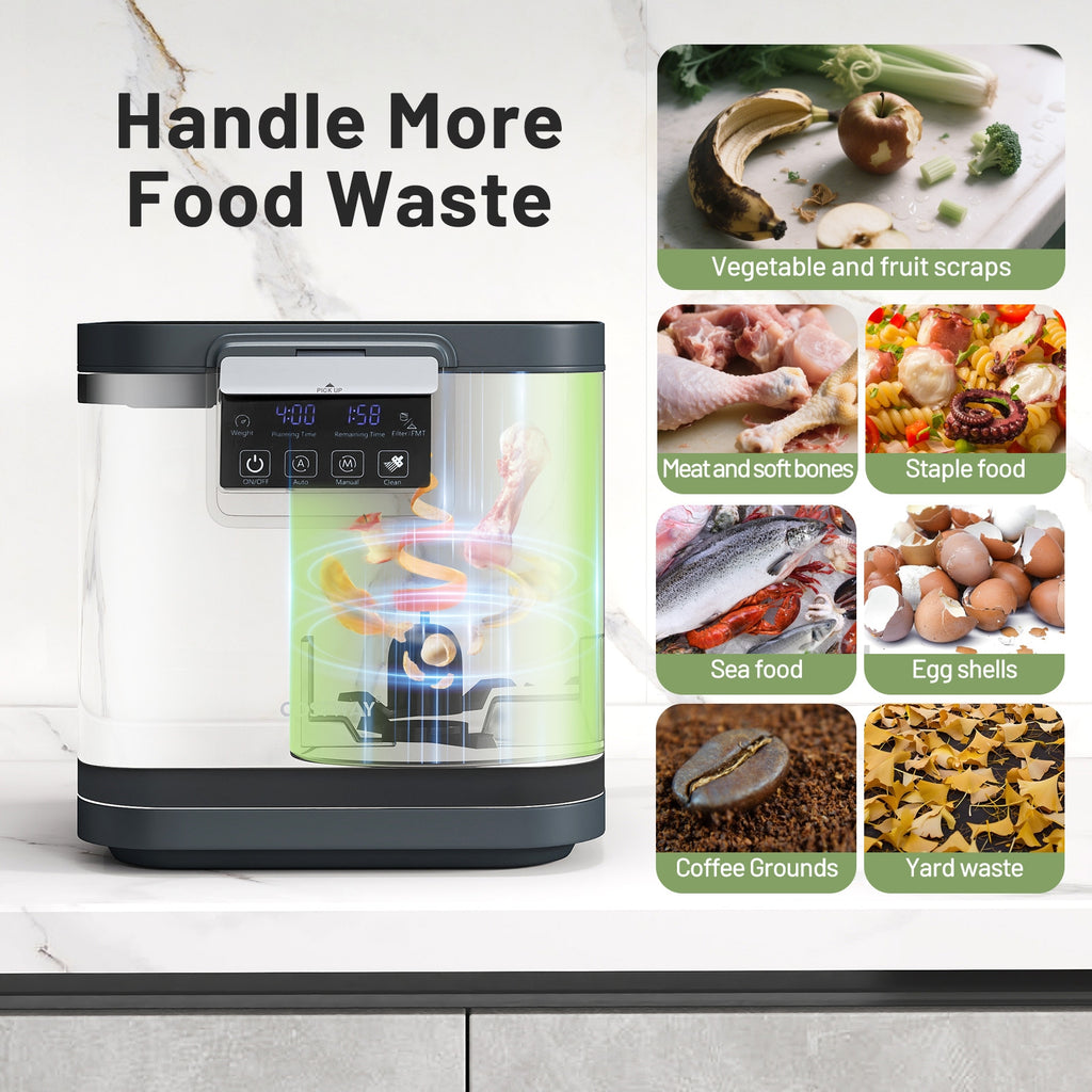 4 L Electric Composter with Lid and LED Display for Kitchen-Black