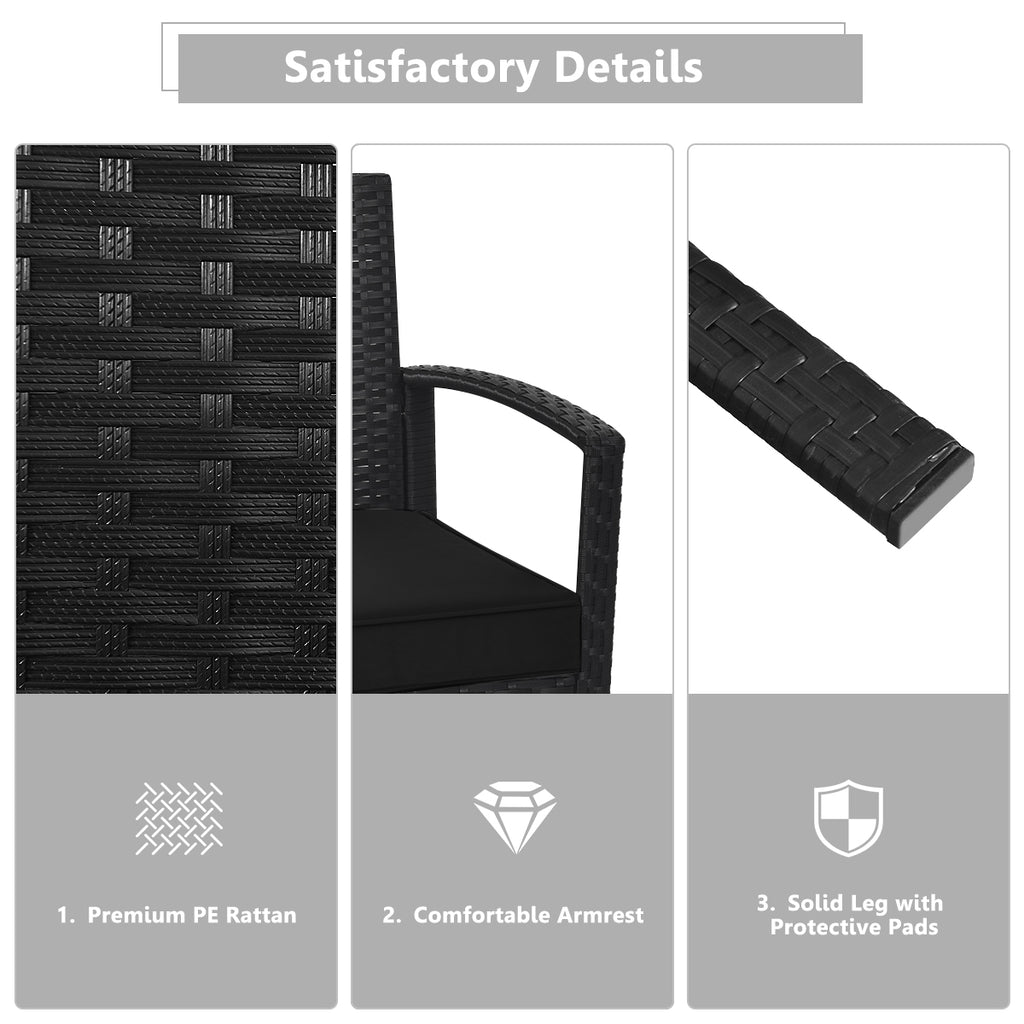 4 Pieces Patio Rattan Cushioned Furniture Set-Black