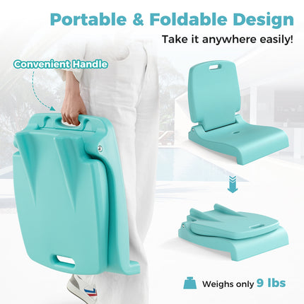 Foldable Outdoor Pool Chair with Handle and Back Support-Green