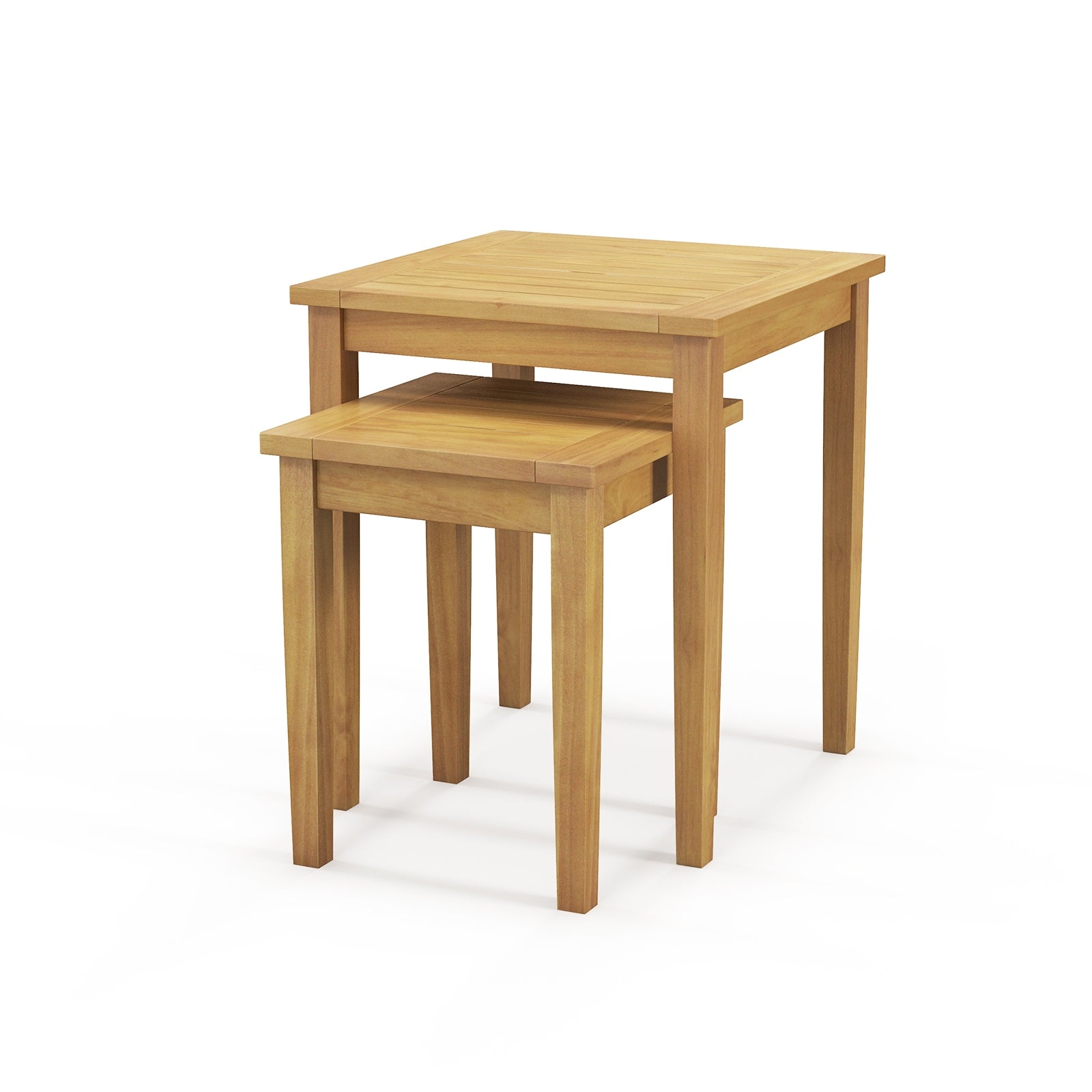 Table basse gigogne de jardin en teck 2 pièces, design compact