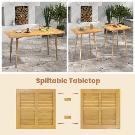 Indoor Outdoor Teak Wood Slatted Tabletop Panel Board Split in 2 Square