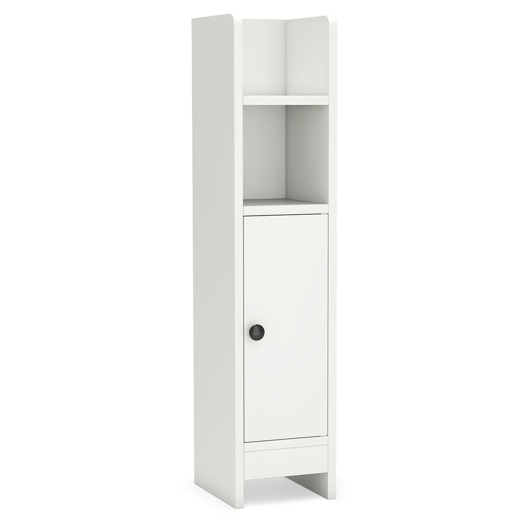 Bathroom Slim Cabinet Corner with Door and Adjustable Shelf-White
