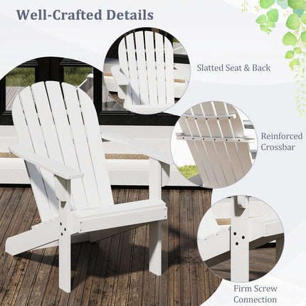 Acacia Wood Lounge Patio Adirondack Chair with Inclined Seat-White