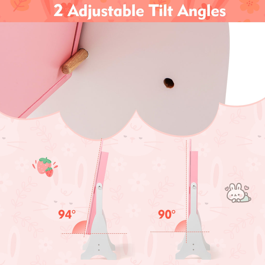 Kids Jewelry Armoire Cabinet with 2 Tilt Angles and Large Capacity-Pink