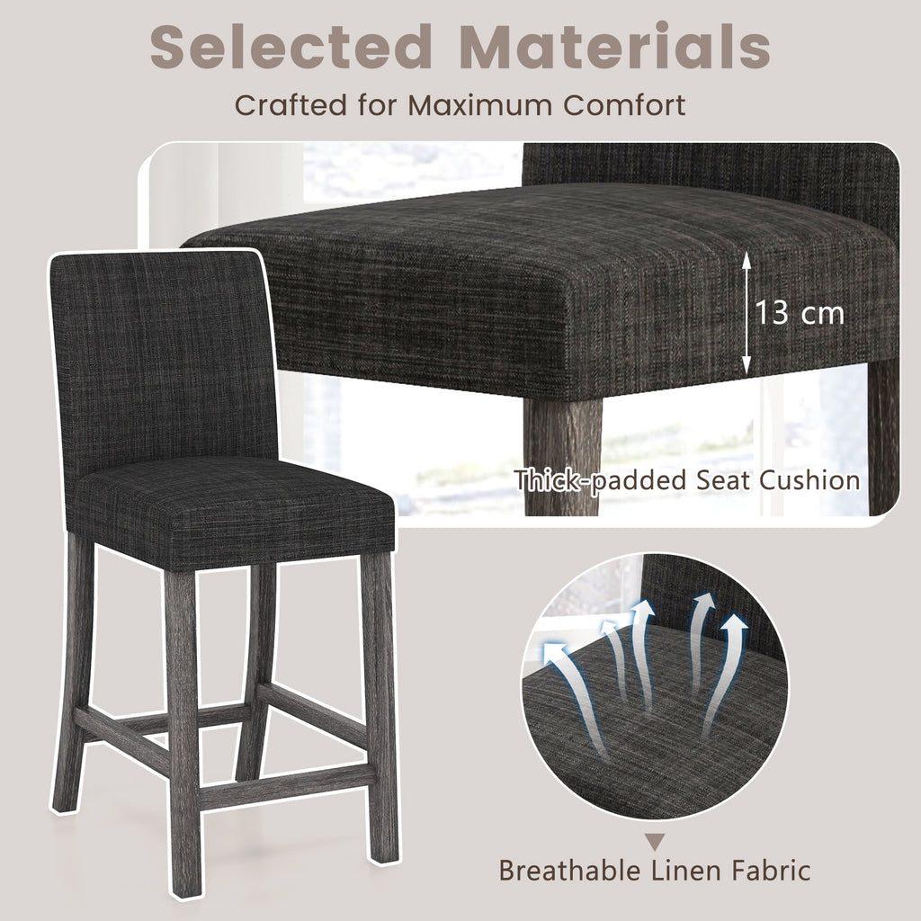 Counter Height Bar Stools Set of 2 with Back and Footrest-Gray
