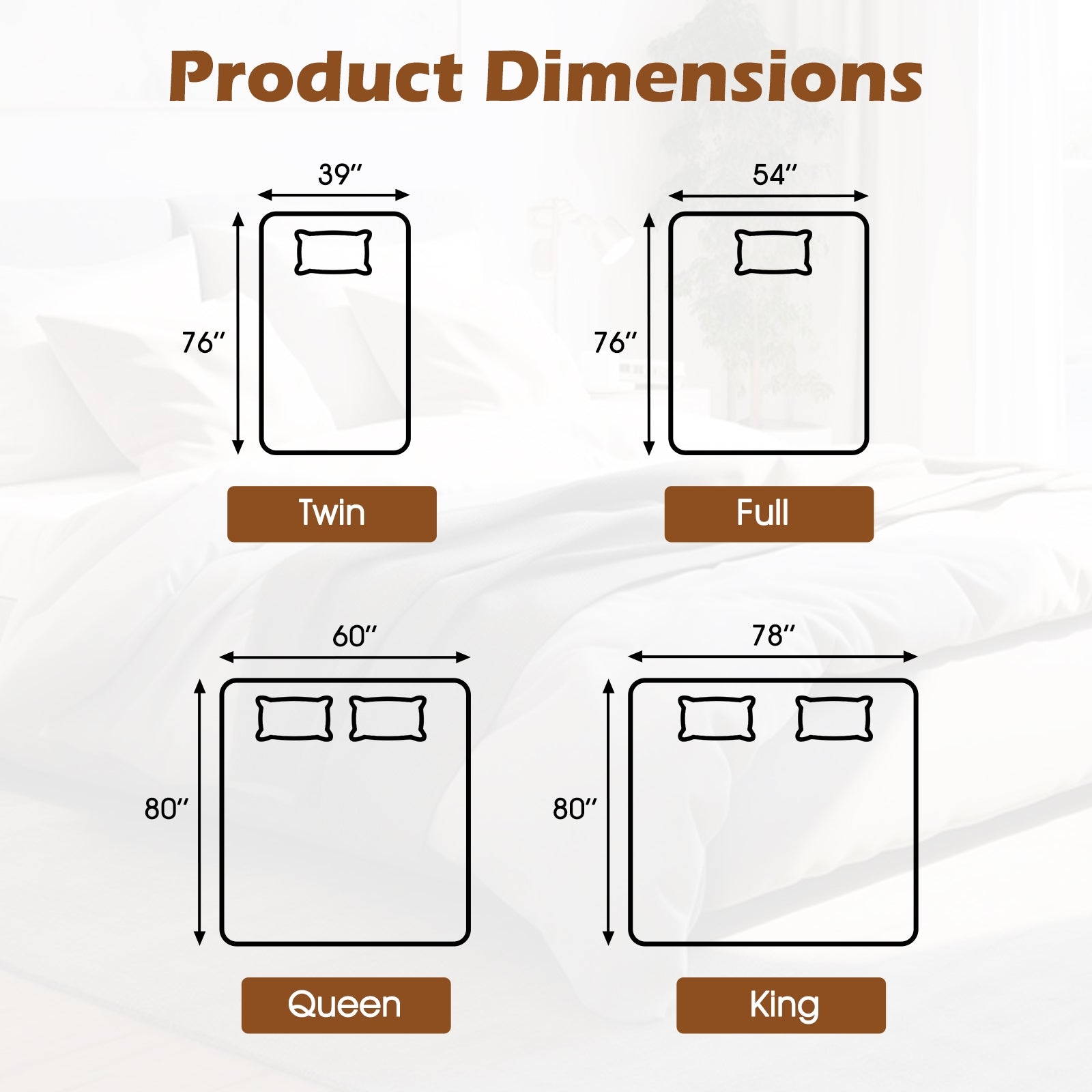 Machine Washable Electric Bed Warmer with Dual Controller 9 Heat Setting and 9-Hour Auto Off and Overheat Protection-Twin Size