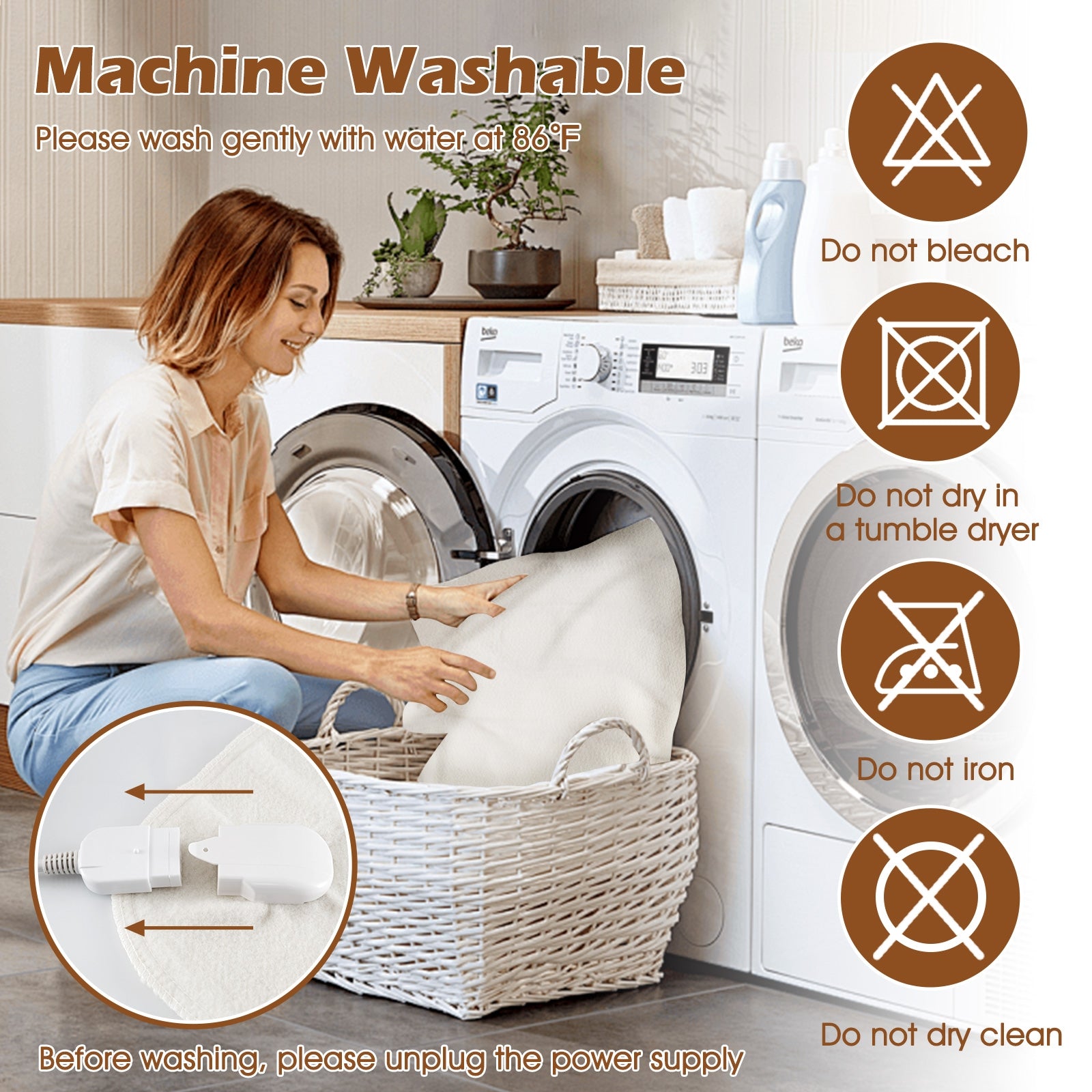 Machine Washable Electric Bed Warmer with Dual Controller 9 Heat Setting and 9-Hour Auto Off and Overheat Protection-Twin Size