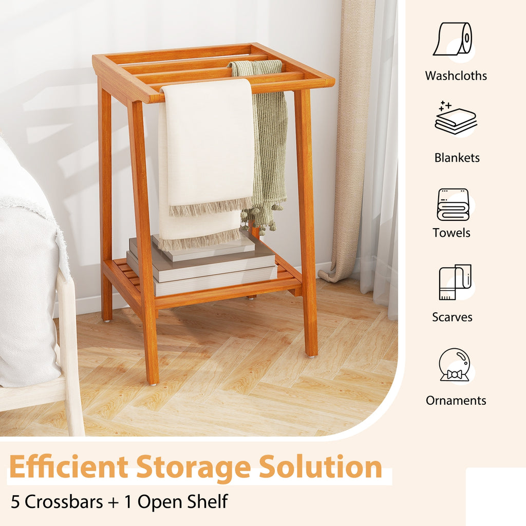 Freestanding Towel Rack with Storage Shelf for Bathroom