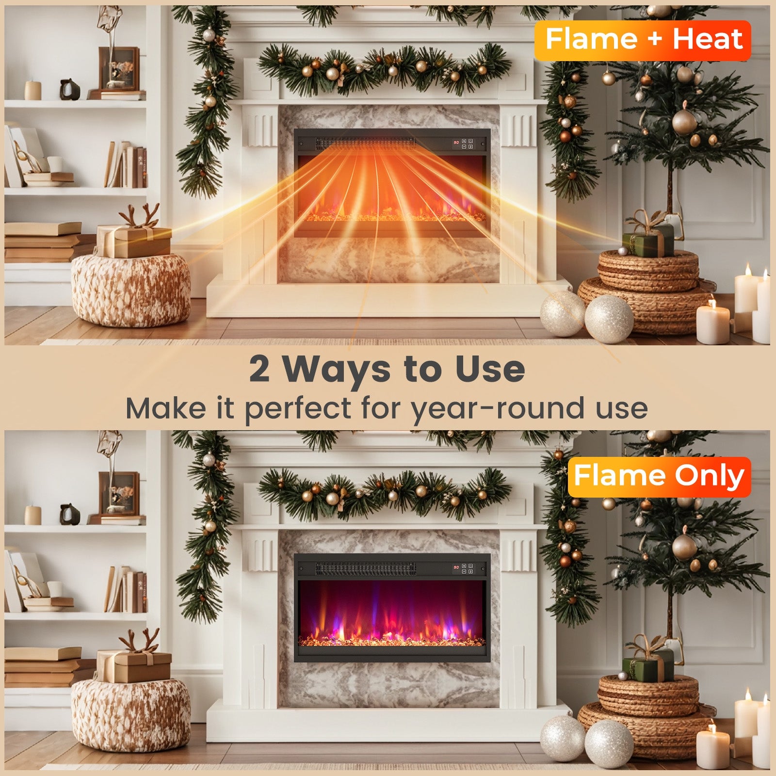 18/23/26 Inch 1500W Electric Fireplace Insert with Remote Control-23 inches