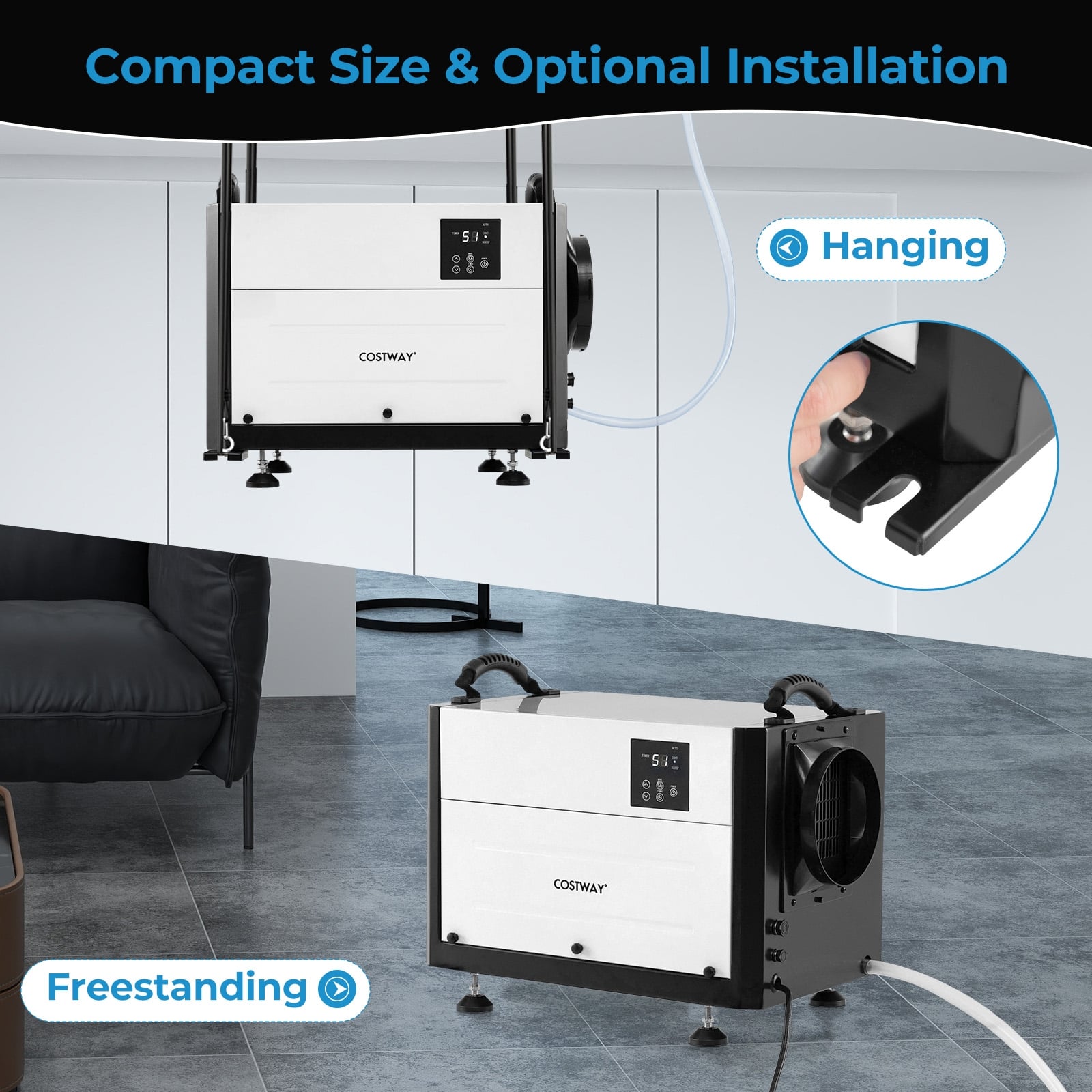 124 Pint Crawl Space Dehumidifier with 3 Modes and 24H Timer-White