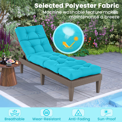 Outdoor Lounge Chaise Cushion with String Ties for Garden Poolside-Green