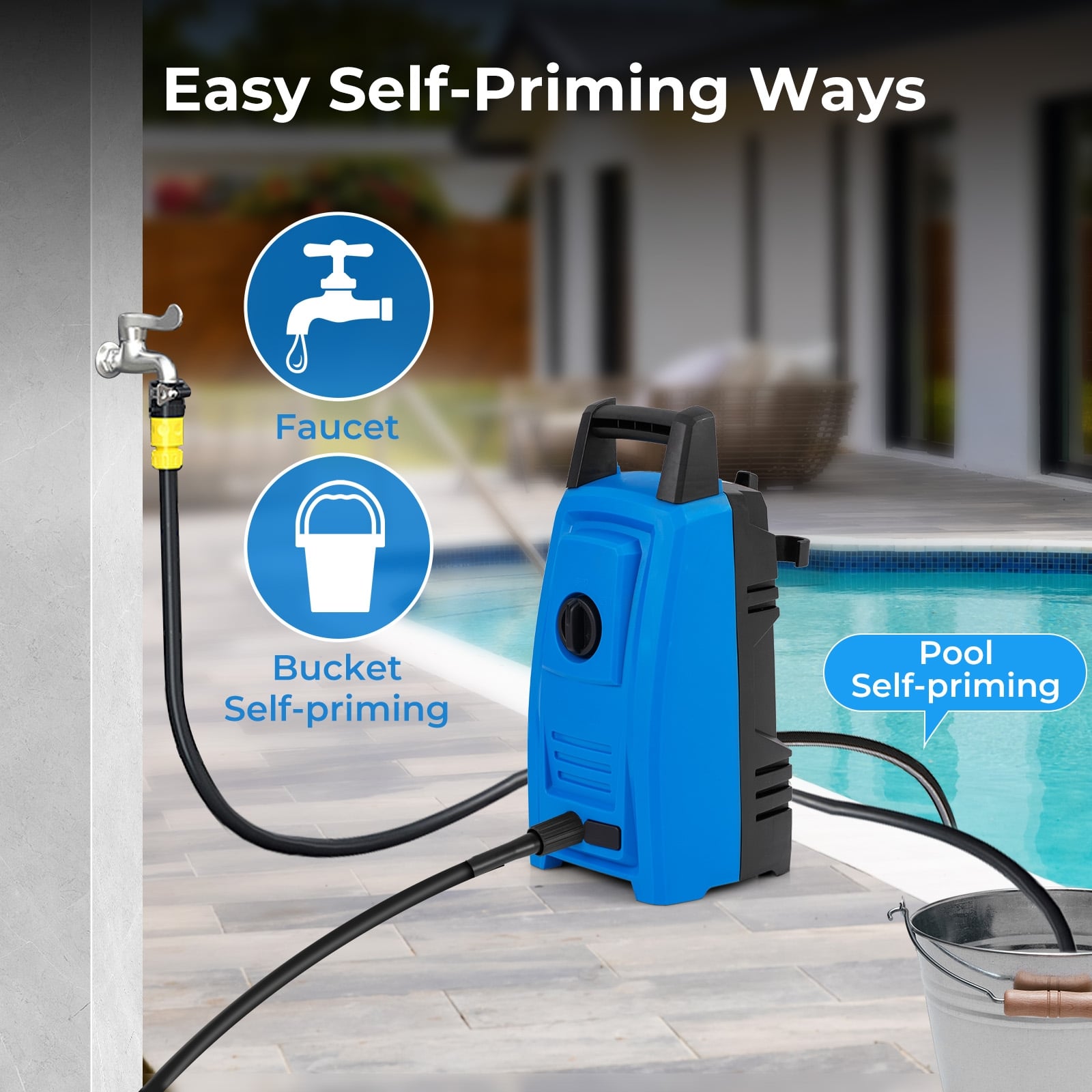 1900 PSI 1.8 GPM Electric Pressure Washer with 4 Quick Connect Nozzles-Blue